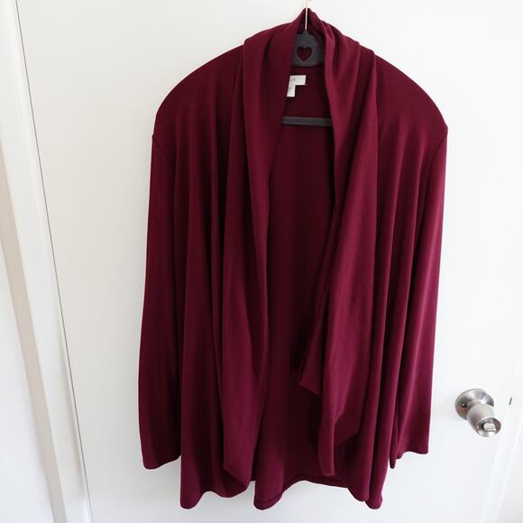 Pure Jill Two Way Open Cardigan Bordeaux Red Size M Contemporary Minimalist - Picture 9 of 10